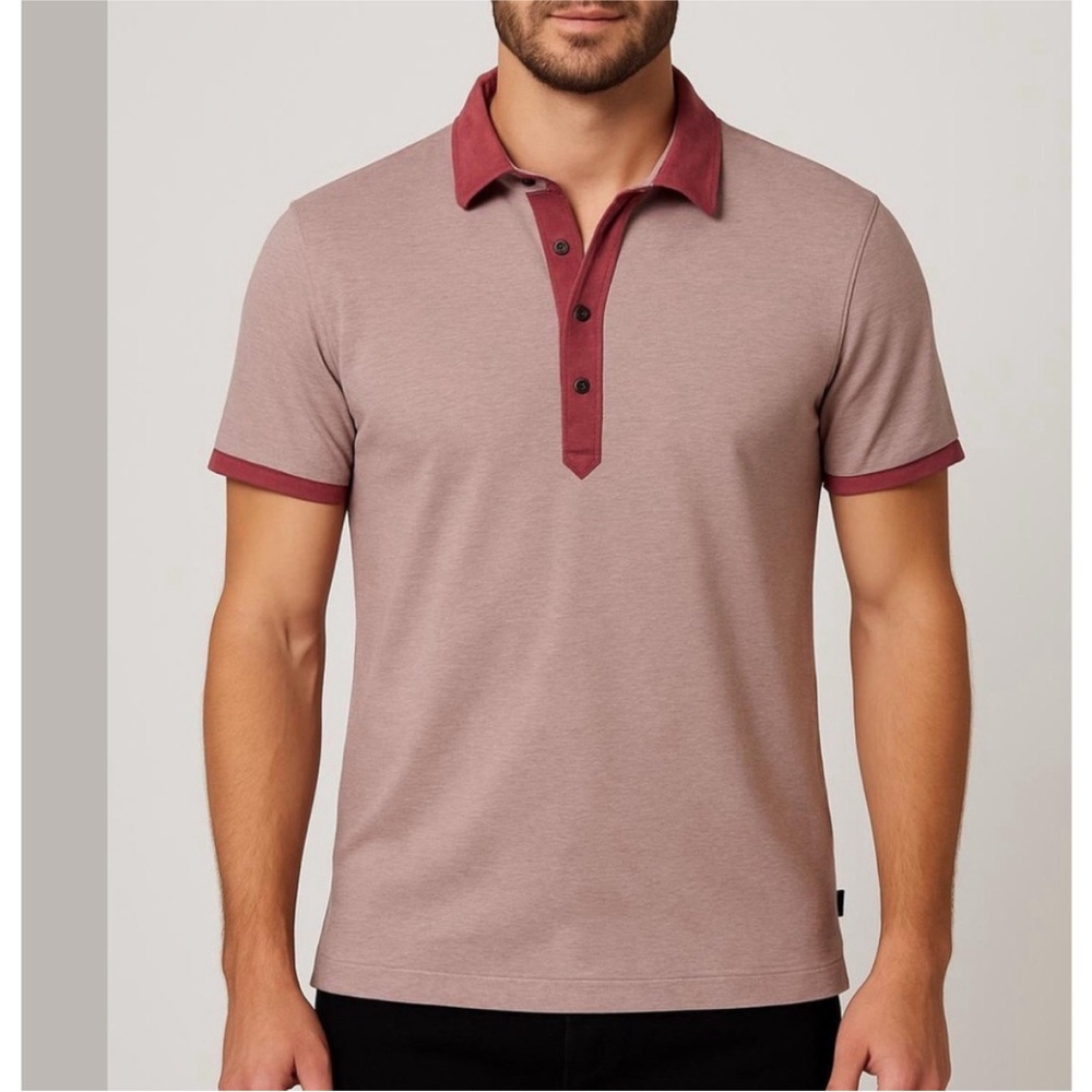 BOSS HUGO BOSS polo shirt golf shirt short sleeves 3 button dark pink contrast S